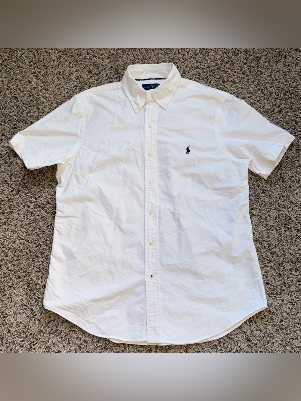 Polo Ralph Lauren Men's White Short Sleeve Button Down Oxford Shirt Size M